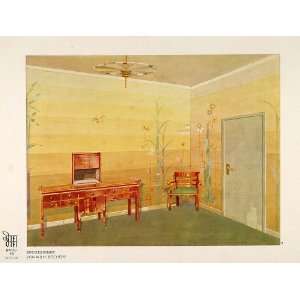  1928 Art Deco Dining Room Design Bamboo Wallpaper Print 