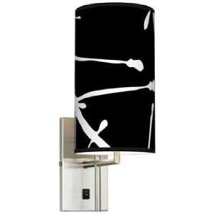   Calligraphy Tree Black Banner Giclee Plug In Sconce