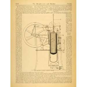 1884 Article Ericsson Caloric Pumping Engine Vintage 