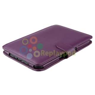 Purple PU Leather Skin Case Cover Wallet Pouch For  Kindle 3 3G 