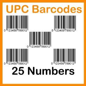  UPC Numbers (25 UPC bar codes) for scanners Office 