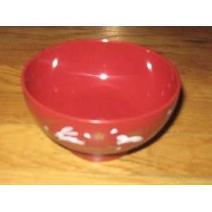  Japanese Lacquer Rice / Soup Bowl, Vermilion Color with 