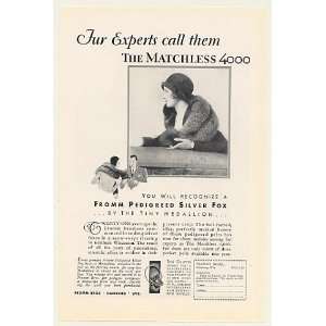  1930 Fromm Pedigreed Silver Fox Fur Print Ad (Memorabilia 