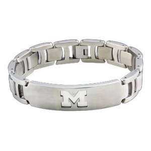   University of Michigan Stainless Steel Bracelet with Engraved M