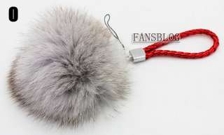 NEW Multi Colorful Natural Fox Tail Fur Key Chains Handbag Charm F 