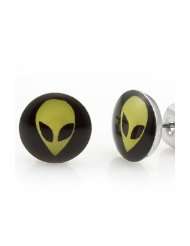  Stainless Steel We Are Not Alone Aliens Stud Earrings Black Yellow