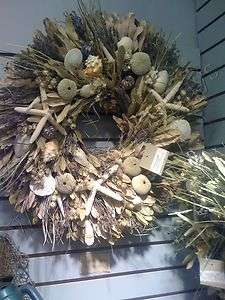   DECOR Dried Flower & Seashell Starfish WREATH Urchin 22 NEW  