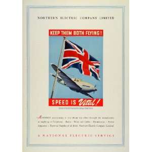   Radio Cables Union Jack Flag Plane   Original Print Ad