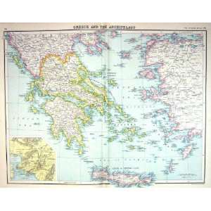  Greece Archipelago Athens Crete Rhodes Zante Bartholomew Map 