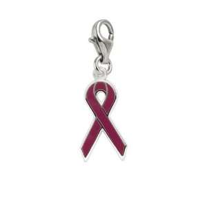   Relay For Life/Purple Ribbon Charm with Lobster Clasp, Sterling Silver