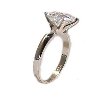 14k White Gold .925 LC Diamond Solitaire Engagement Ring 1.50Ct  