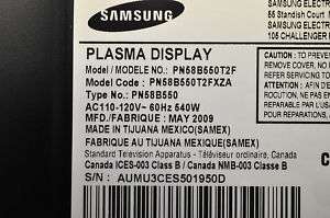 Samsung PN58B550T2F Plasma LJ41 05762A Logic Buffer(E)  