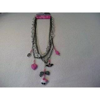 Monster High Skull & Bows Jewelry, Layered Multi Chain & Charms 