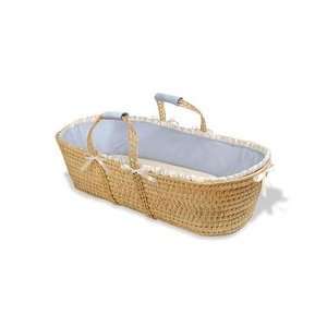  Grand Moses Basket with Handle Covers   Blue Waffle Baby
