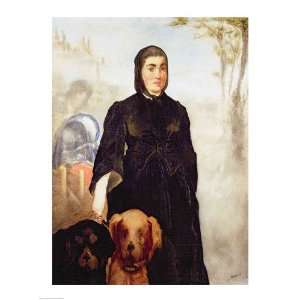  Woman With Dogs, 1858 HIGH QUALITY MUSEUM WRAP CANVAS 