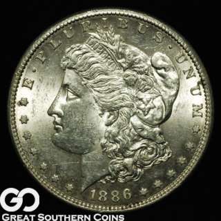 1886 S Morgan Silver Dollar CHOICE BU++/NEAR GEM BU ** KEY DATE 