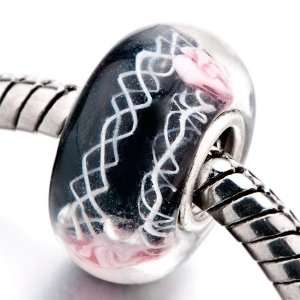 Black Rose Water Waves Glass Beads Pandora Chamilia Biagi Beads Charm 