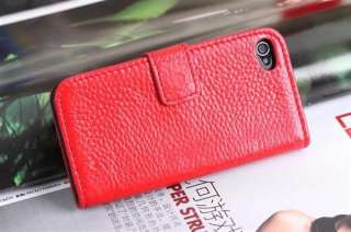   Genuine Cow Leather Case Cover Wallet For Apple Iphone 4 4G 4S  