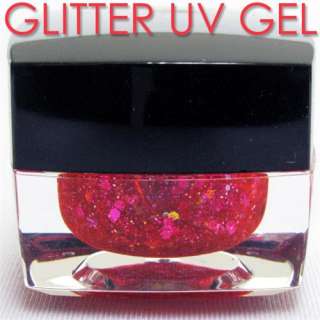 Red Glitter Powder + Slice UV BUILDER COLOR GEL NAIL  