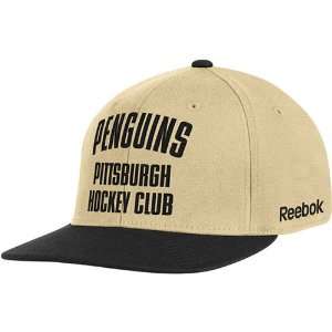   NHL Reebok Pittsburgh Penguins Gold Black Hockey Club Flex Hat Sports