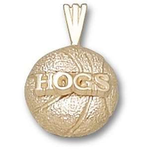  University of Arkansas Hogs Basketball Pendant (Gold 
