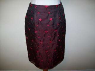 Bentley Arbuckle Silk Embroided Rose Lined Skirt Size 4  