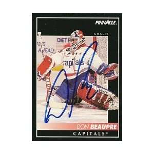  Don Beaupre Signed Washington Capitals 92 93 Pinnacle Card 