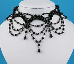 Black Arched Victorian Style Beaded Choker  