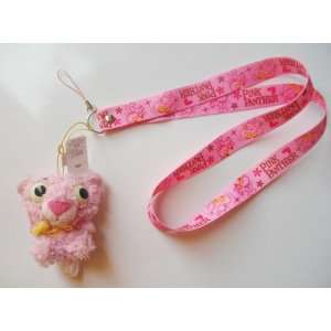  3 Pink Panther Plush Mascot with Lanyard ~Key Cell Phone 