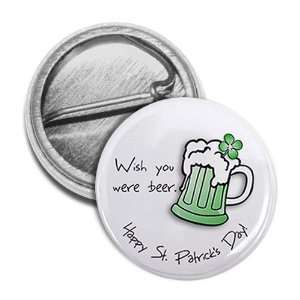   DAY Wish You Were Beer Green Mug 1 inch Mini Pinback Button Badge