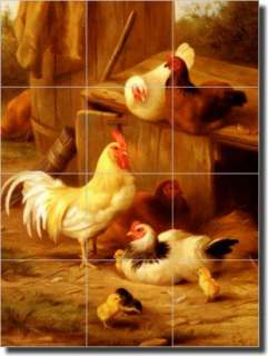 Roosters Chickens Art Ceramic Tile Mural Backsplash  