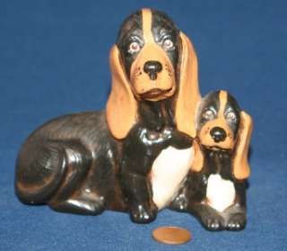 Vintage Tacky Crafty Style Basset Hound Dogs Figurine  
