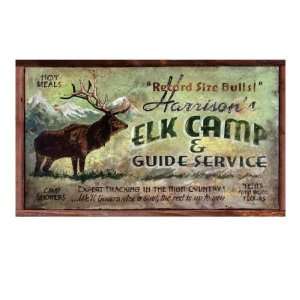 Custom Large Harrison Elk Camp & Guide Service Vintage Style Wood Sign