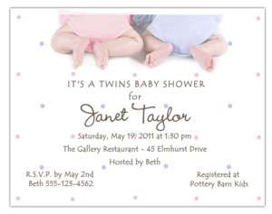 20 Twins Tiny Toes Baby Shower Invitations   gg/bb/gb  