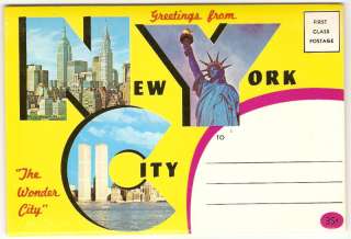 1970s Postcard Folder NEW YORK CITY Twin Towers NYC NY  