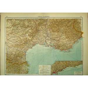   1910 German Map France Mediterranean Sea Monaco Nice: Home & Kitchen