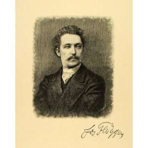  1887 Wood Engraving Joseph Fluggen Portrait German Artist 