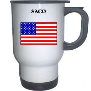  US Flag   Saco, Maine (ME) White Stainless Steel Mug 