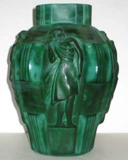 Artur Pleva Curt Schlevogt Art Deco Jade Glass Vase  