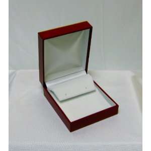  Red Leatherette Drop Earring Box with Wood Trim: Jewelry