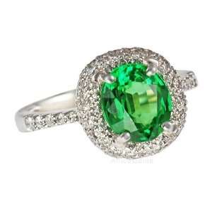 Electric Mint Green Tsavorite Garnet & Pave Diamond Ring   78 Diamond 