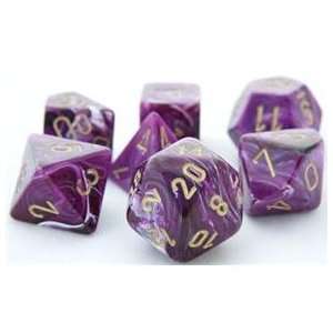   Dice Set (Vortex Purple) role playing game dice + bag Toys & Games