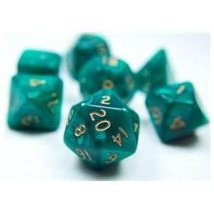   RPG Dice Set (Pearl Green) role playing game dice + bag Toys & Games