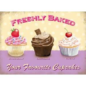   Baked Your Favourite Cupcakes   Vintage Style Enamelled Metal Sign