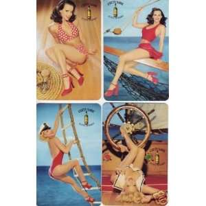  4 Single Cutty Sark Pinup Advertising Swap Playing Cards 