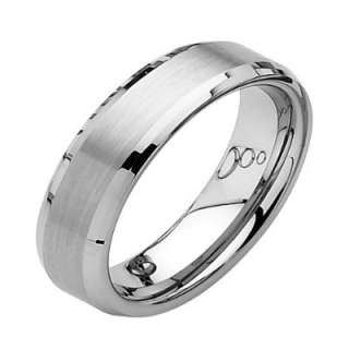 6mm Beveled Edge Tungsten Wedding Band Ring for Men Sizes 8.5 12.5 