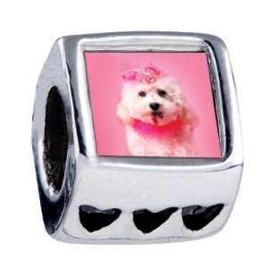   Pink Poodle Heart European Bead Charm Fits All Pandora/troll/chamilia