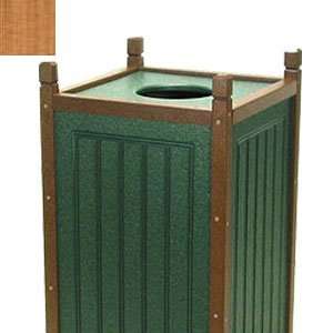   Square Trash Can with Engraved Corner Trim   Cedar