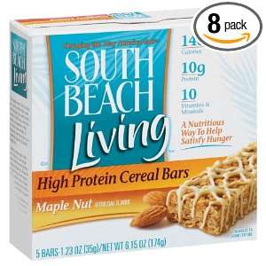 South Beach Living Maple Nut Cereal Bar, 5 Count Bars (Pack of 8 