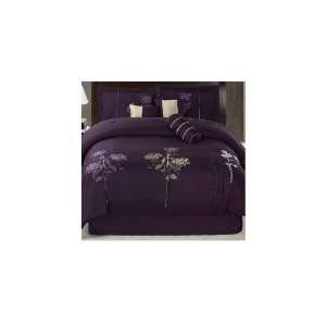  LaCozee Luxor Embroidered Comforter Set in Purple   King 
